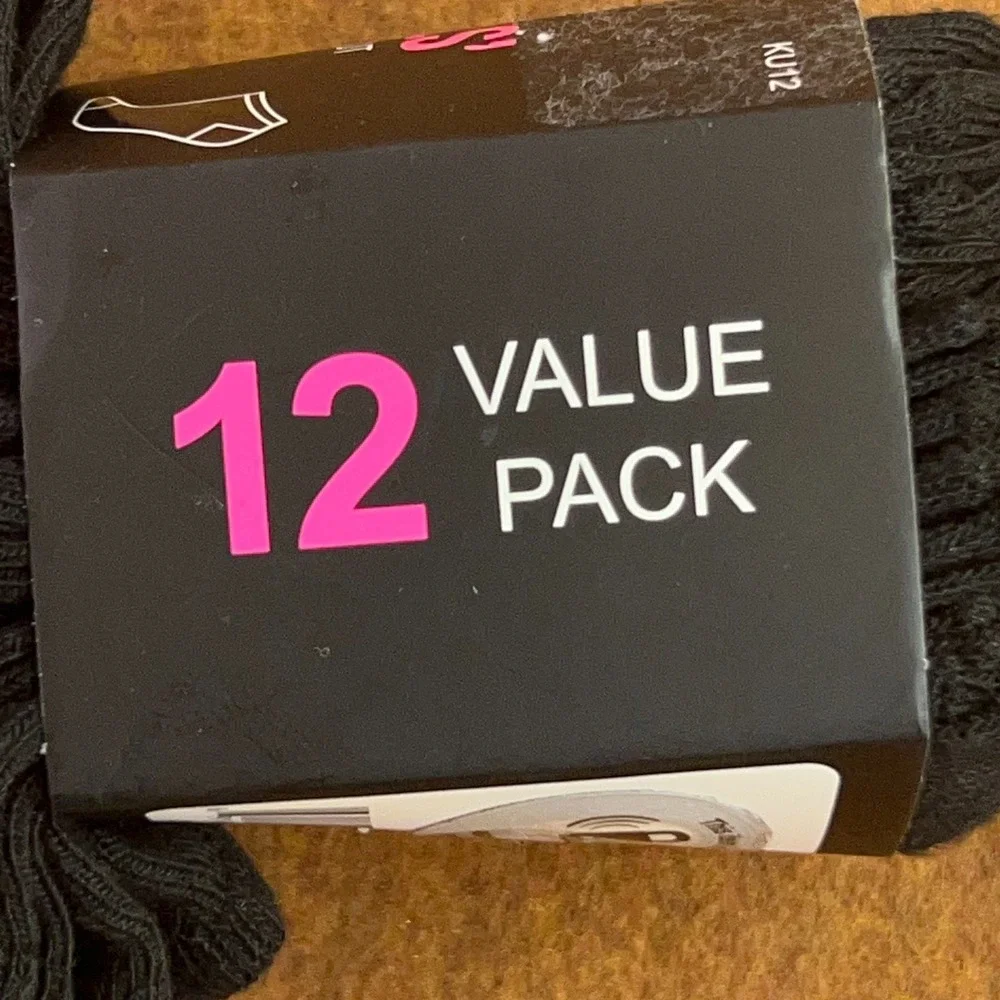 Collective Soles Girls Small Shoe Size 7-10 Black Low Cut Socks 12 Pack NWT